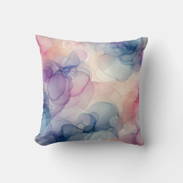 Dreamy Watercolor Ink Art Cushion (Front)