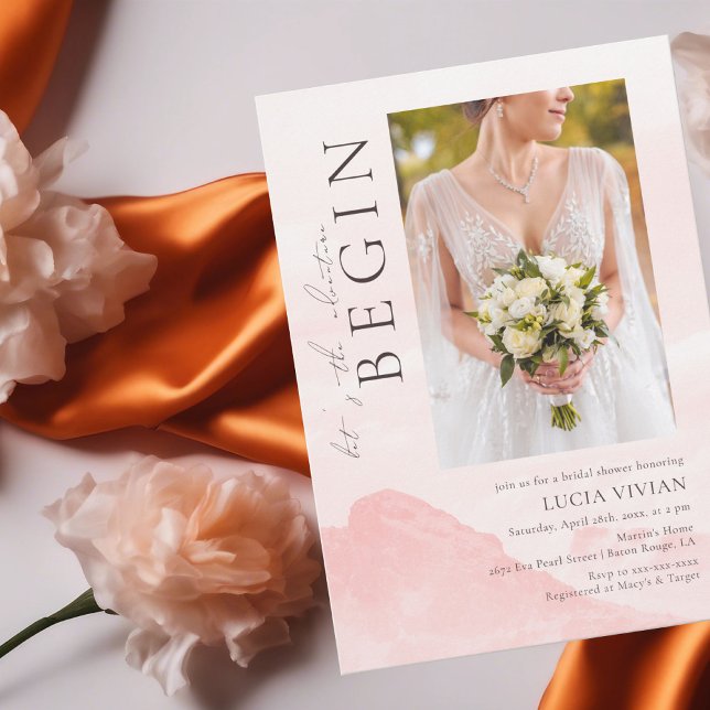 Dreamy Watercolor Mountain Photo Bridal Shower Invitation (Creator Uploaded)