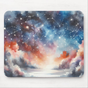 Dreamy Watercolor Night Sky Mouse Pad