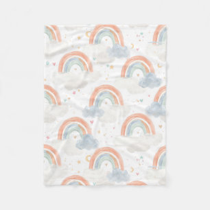 Dreamy Watercolor Pastel Nursery Blanket Rainbow