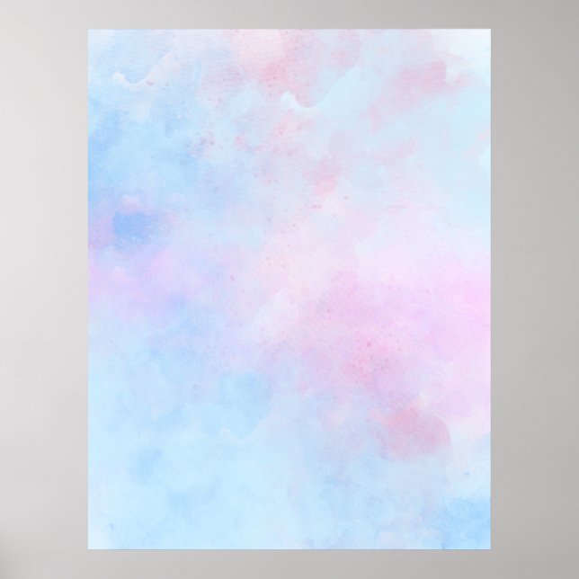 Dreamy Watercolor Pink Blue Poster (Front)