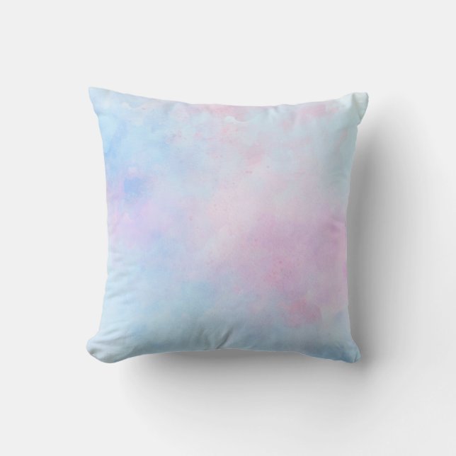 Dreamy Watercolor Pink Blue Turquoise Cushion (Front)