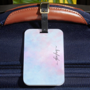 Dreamy Watercolor Pink Blue Turquoise Luggage Tag
