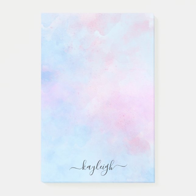 Dreamy Watercolor Pink Blue Turquoise Post-it Note (Front)