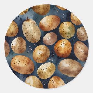 Dreamy Watercolor Potatoes in Gentle Ethereal Hues Classic Round Sticker