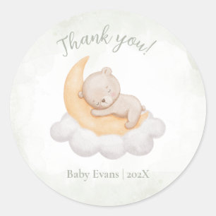 Dreamy Watercolor Teddy Bear Baby Shower Sticker