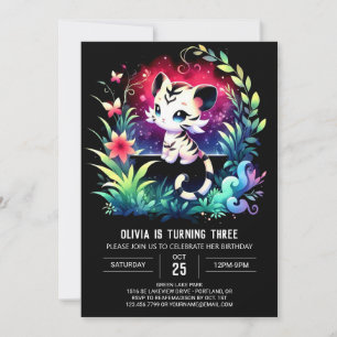 Dreamy Watercolor Tiger Birthday Invitation