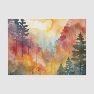 Dreamy Watercolor Trees in Warm Autumn Palette Tissue Paper