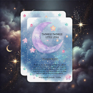 Dreamy Watercolor Twinkle Little Star Baby Shower Thank You Card