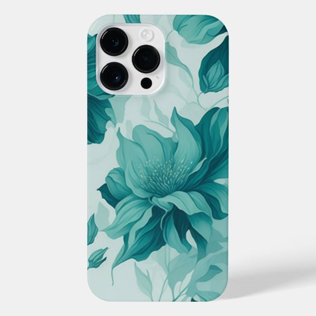 Dreamy Watercolour Flower Pattern Teal – Elegant  iPhone Case (Back)