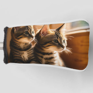 Dreamy Watercolour Golf Cover with Whimsical Cats 