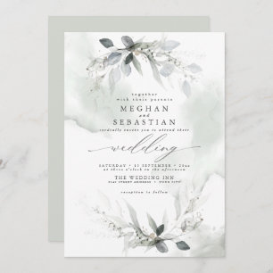 Dreamy Wedding Watercolor Greenery Invitation