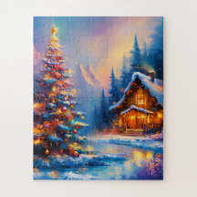 Dreamy Whimsical Mountain Christmas Cabin