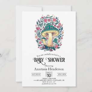 Dreamy Whimsical Mushroom Baby Shower Invitation