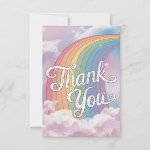 Dreamy Whimsical Rainbow and Clouds Thank You Card