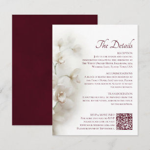 Dreamy White Orchids QR Code Wedding Details Enclosure Card