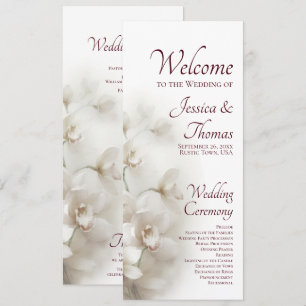 Dreamy White Orchids Romantic Floral Wedding Programme