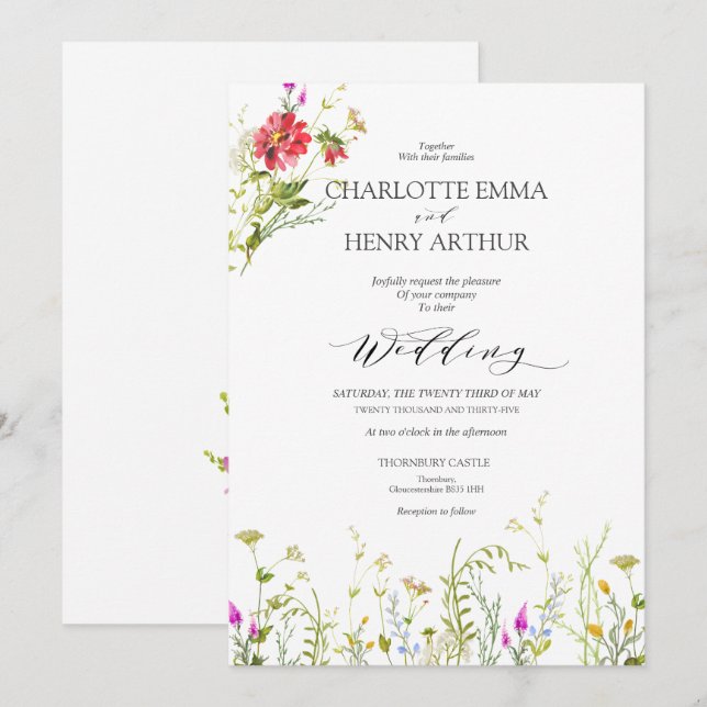 Dreamy Wild flower Wedding   Invitation (Front/Back)