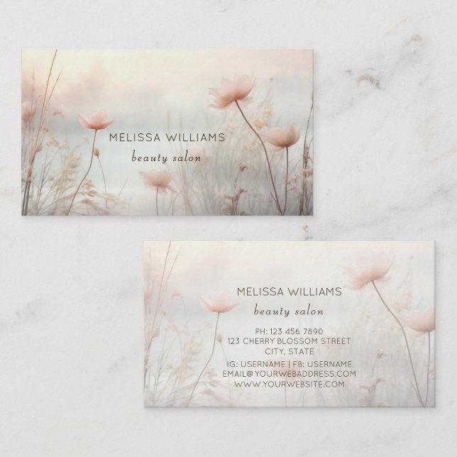 Dreamy Wildflowers Pastel Business Card (Front/Back)