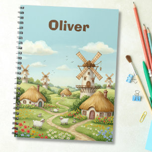 Dreamy Windmill Village Notebook