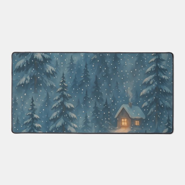 Dreamy Winter Forest Cosy Blanket Desk Mat (Front)