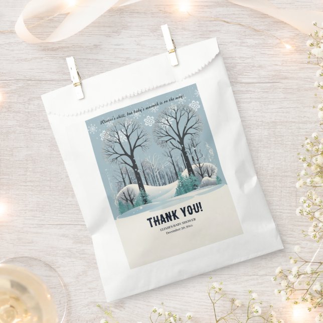 Dreamy Winter Forest Snowflakes Baby Shower Favour Bags (Clipped)