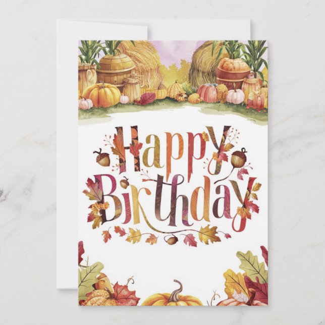  Dreamy Wish Autumn Fall Happy Birthday Card (Front)