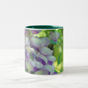 Dreamy Wisteria Flower Personalised Two-Tone Coffee Mug
