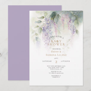 Dreamy Wisteria Watercolor Couple's Baby Shower Invitation