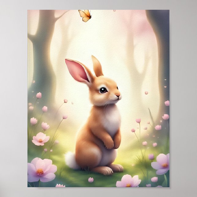 Dreamy Woodland Bunny Nursery Baby&Kids  Poster (Front)
