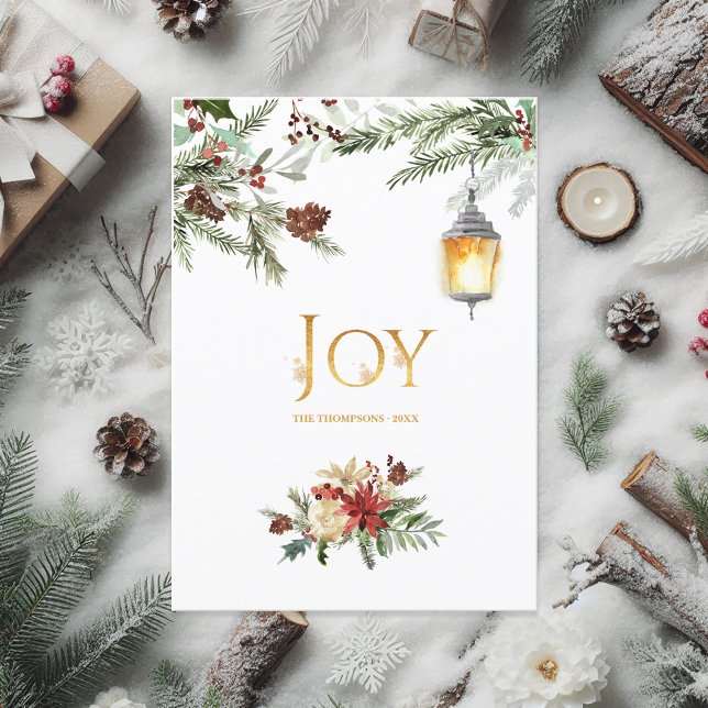 Dreamy Woodland Evergreen Holiday Photo Card (Evergreen - Wintertide Woodland Christmas Photo Holiday Card)