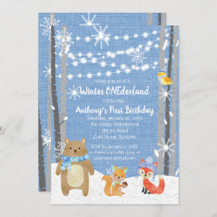 Dreamy Woodland Forest Animals ONEderland Birthday Invitation