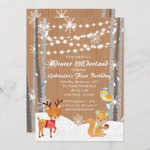 Dreamy Woodland Forest ONEderland Birthday Invitation