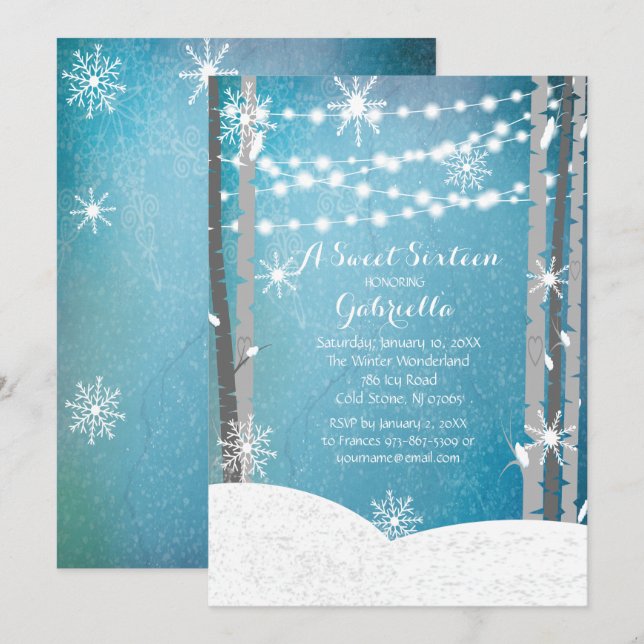 Dreamy Woodland Forest Sweet16 Birthday Invitation (Front/Back)