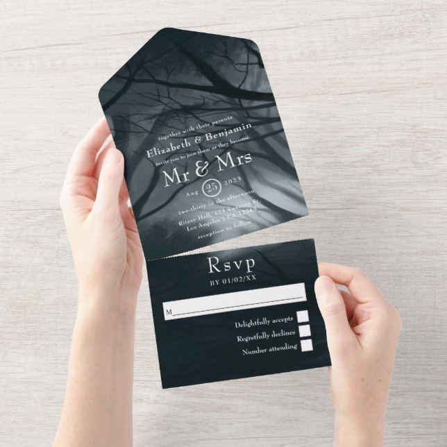 Dreamy Woodland Forest Wedding All In One Invitation (Tearaway)