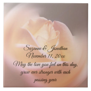 Dreamy Yellow Rose Flower Personalized Wedding Tile