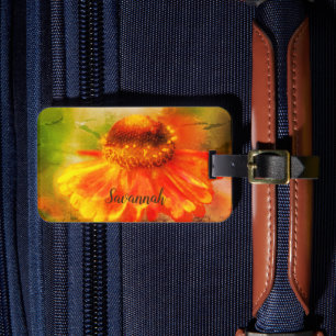 Dreamy Zinnia Flower Abstract Personalised Luggage Tag