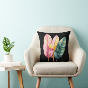 Drei Bananen Blätter in Pastellfarben Cushion