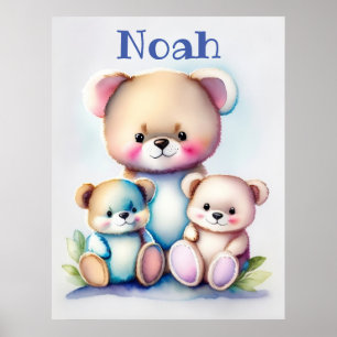 drei Bären - Aquarell für Kinder Poster
