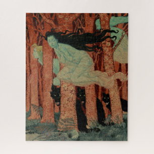 Drei Frauen With Black Wolves Grasset Art Jigsaw Puzzle