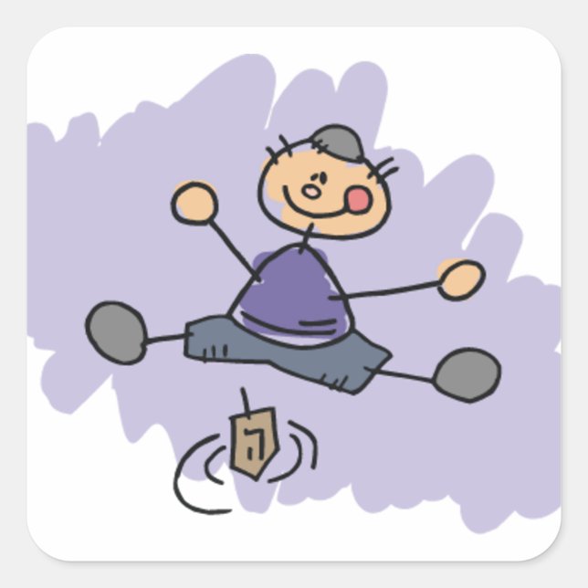 Dreidel Boy Square Sticker (Front)