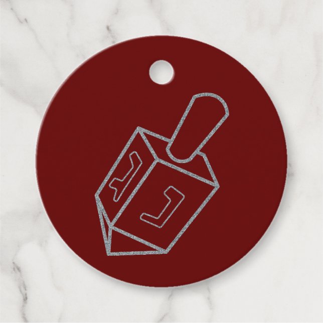 Dreidel Hanukkah Glitter Favour Tags (Front)