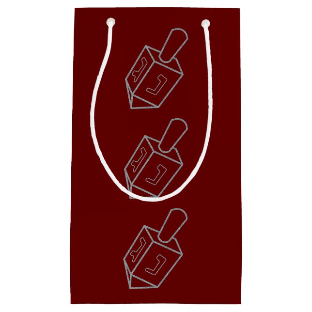 Dreidel Hanukkah Glitter Small Gift Bag (Front)