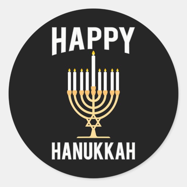 Dreidel Menorah Funny Chanukah Happy Hanukkah Classic Round Sticker (Front)