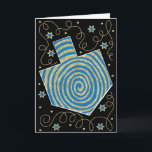 "Dreidel Pinwheel" Greeting Card w Envelope<br><div class="desc">"Dreidel Pinwheel, Blue/Gold" Greeting Card with Envelope. To personalise, delete text inside card and replace with your own message. Choose your favourite font style, colour, and size. Background colour can be changed out by selecting a new background colour. Thanks for stopping and shopping by. Much appreciated!!! Happy Hanukkah! Size: Standard...</div>