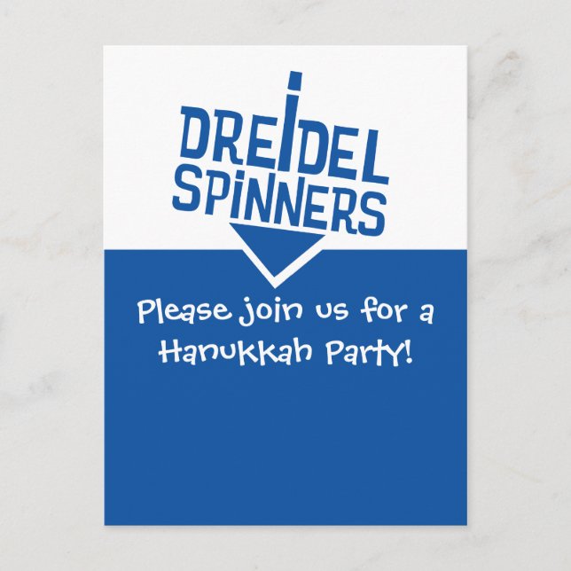 Dreidel Spinners Hanukkah Party Invitation Postcard (Front)