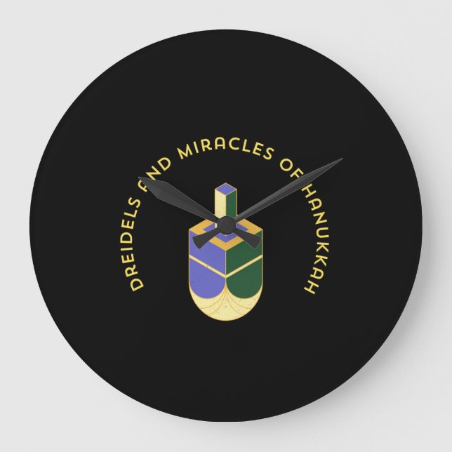 DREIDELS AND MIRACLES OF HANUKKAH LARGE CLOCK (Front)