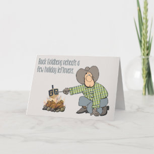 Dreidels Roasting on an Open Fire Hanukkah Holiday Card