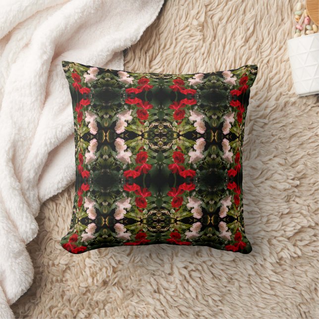 Drenched Red And White Roses Abstract     Cushion (Blanket)