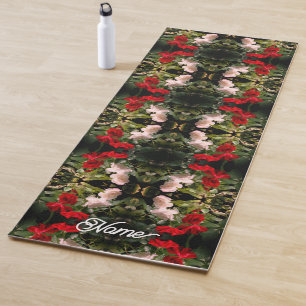 Drenched Red And White Roses Abstract Personalised Yoga Mat